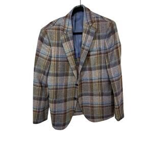 NWOT Angelo Nardelli Plaid Blue Check Wool Blazer Men's 52 Preppy Country Club